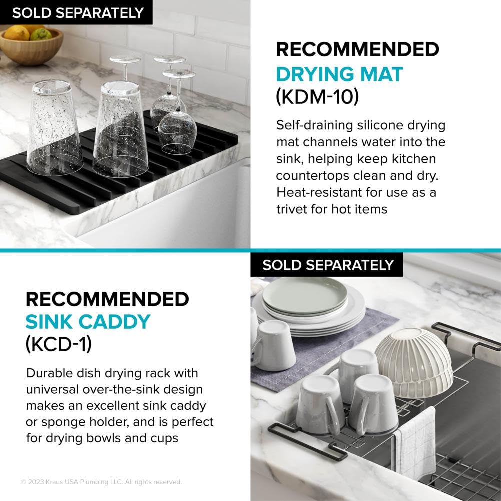 KRAUS Kore 36-Inch Modern Farmhouse Workstation 16 Gauge Single Bowl Stainless Steel Kitchen Sink with Accessories, KWF410-36