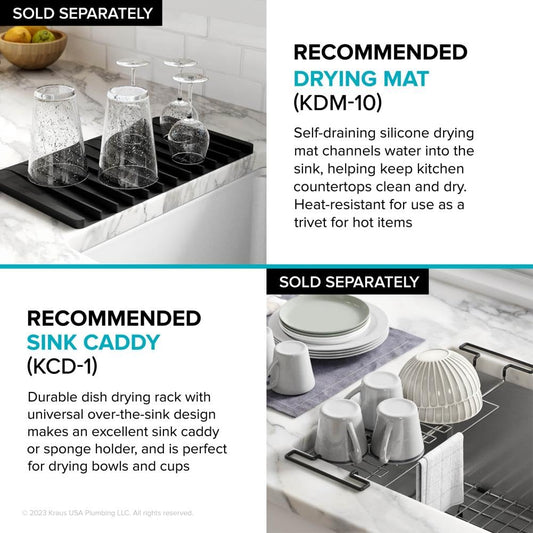 KRAUS Kore 36-Inch Modern Farmhouse Workstation 16 Gauge Single Bowl Stainless Steel Kitchen Sink with Accessories, KWF410-36