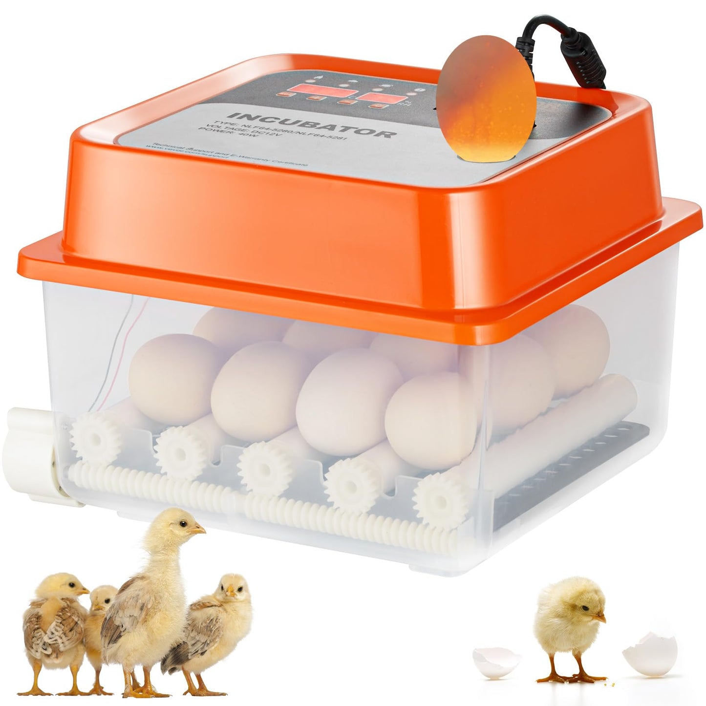 VEVOR 12 Egg Incubator, Incubators for Hatching Eggs, 360° Automatic Egg Turner with Temperature and Humidity Display, 12 Eggs Poultry Hatcher with ABS Transparent Shell for Chicken, Duck, Quail