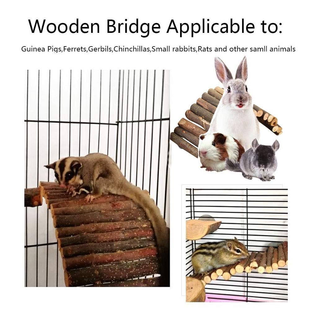 Hamiledyi Bunny Extra Large Ladder, 11.8 in X 20 in Wooden DIY Toy Rodents Chewing & Climbing Bridge Chinchillas Cage Tunnel/Hideout/Hut/Ramp/Divider for Small Animal Guinea Pig
