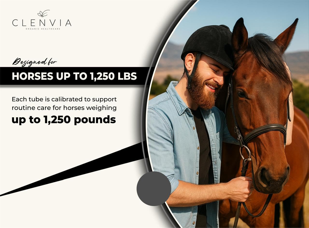 CLENVIA Horse Paste 1.87% – Apple Flavored Wormer – 6.08g Tube – Treats Up to 1250 lb (4 Pack)