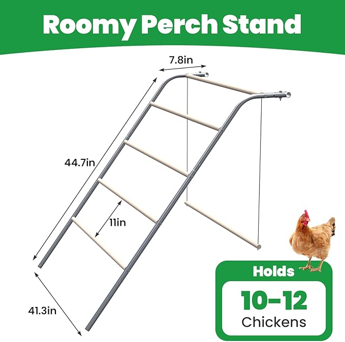 Chicken Coop Roosting Perch Essentials：Perfect for Backyard Poultry, Easy Installation Farm Roost Toys for Chickens(41.3''L x 40'' W x 41.7H'')