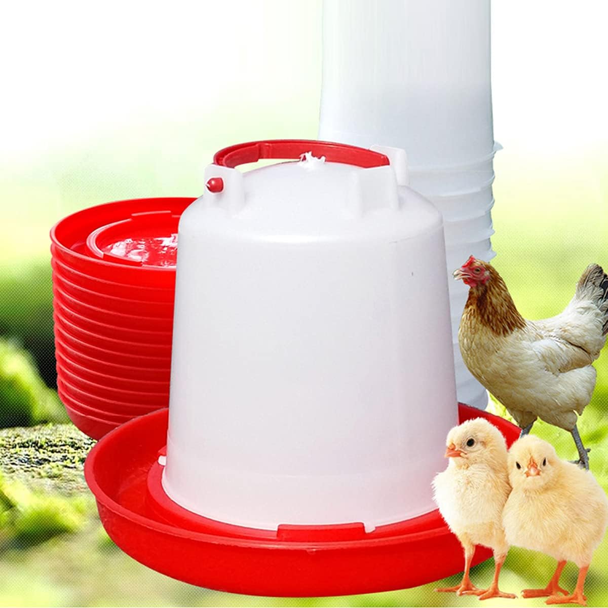 DoubleWood 4PACK Plastic Poultry Drinker Chick Waterer Kit 1 L Waterer Hanging Poultry Water Container (4)