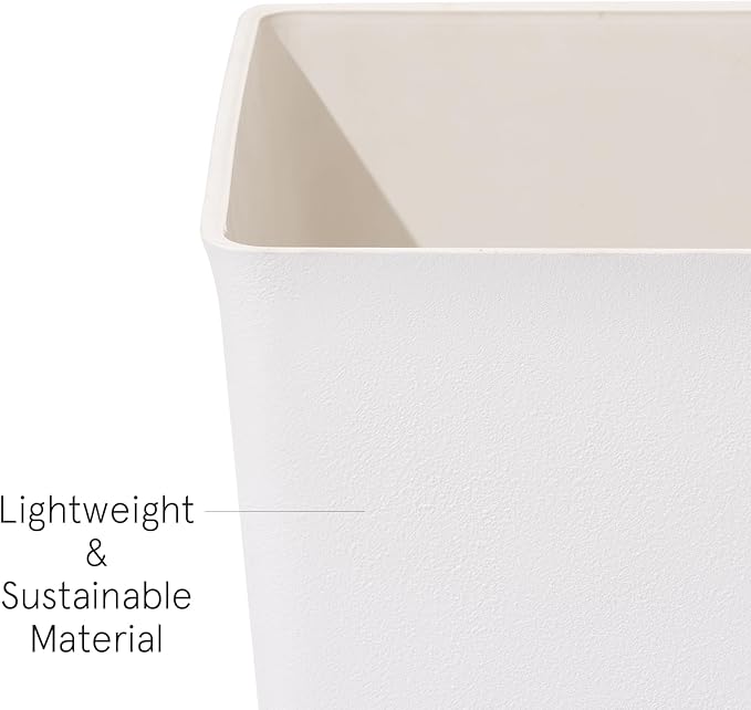 LA Jolie Muse 30 inch Tall White Planters Set of 2,Indoor/Outdoor Rectanglar Large Plant Pots,V Shaped Taper Planter for Front Door.