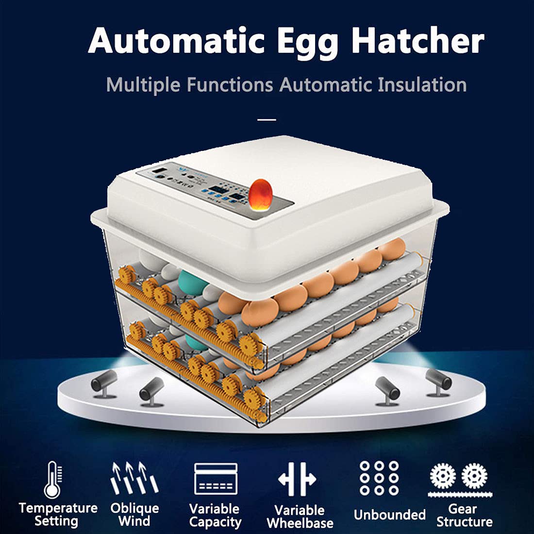 JAEDO 96~128 Egg Incubator Digital Automatic Hatcher with Egg Turning for Chickens Ducks Goose Birds …