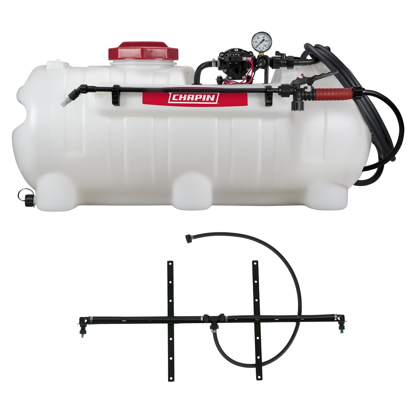 Chapin 97214: Made in The USA 25-Gallon 2.5GPM/12V EZ Mount Deluxe Multi-Purpose ATV/UTV Tank Sprayer for Lawn & Garden, Farm & Acreage, Fertilizers, Weed Control, with 2-Nozzle Spray Boom Attachment