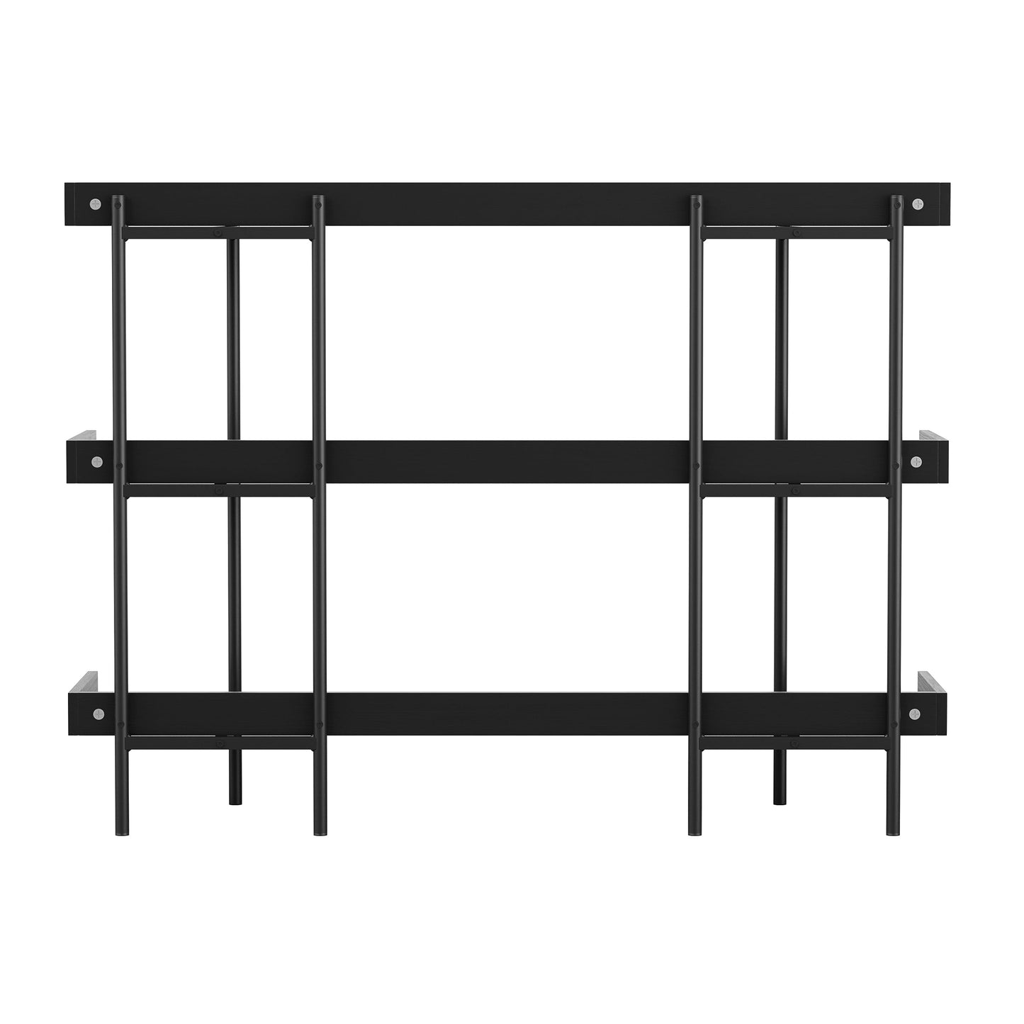 Martha Stewart Emmett 3 Shelf Bookcase with Vertical Metal Frame, Home Office Storage Display Unit, 35" H, Black Wood Grain/Oil Rubbed Bronze