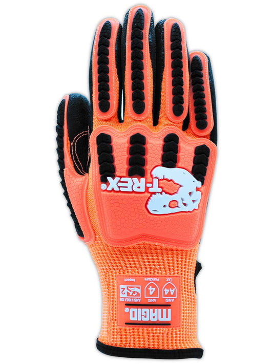 MAGID T-REX Flex Series ANSI A4 Knit Impact Glove with Latex Palm, 48 Pairs, Size 8/Medium (TRX569)