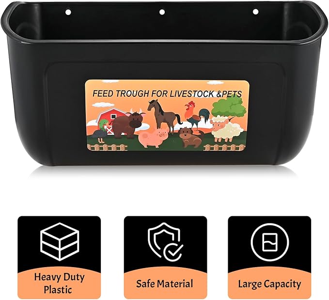 Hanging Chicken Feeder with Clips, 3 Pack Chicken Feeder & Waterer 4 Quart, Fence Duck Goose Goat Pig Feeder, Poultry Feeding Container, Water Trough for Livestock, Plastic Feeder Trough Bucket