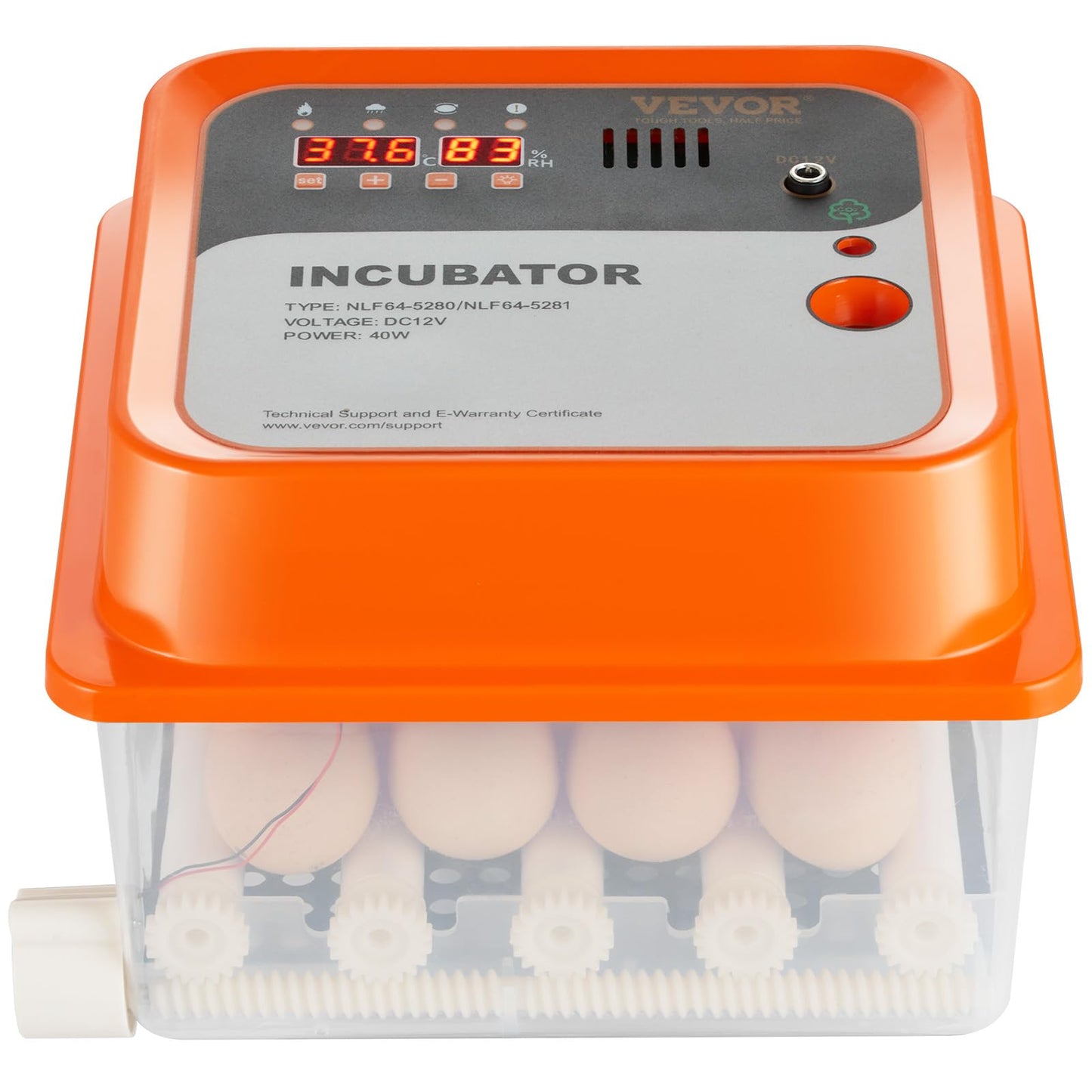 VEVOR 12 Egg Incubator, Incubators for Hatching Eggs, 360° Automatic Egg Turner with Temperature and Humidity Display, 12 Eggs Poultry Hatcher with ABS Transparent Shell for Chicken, Duck, Quail