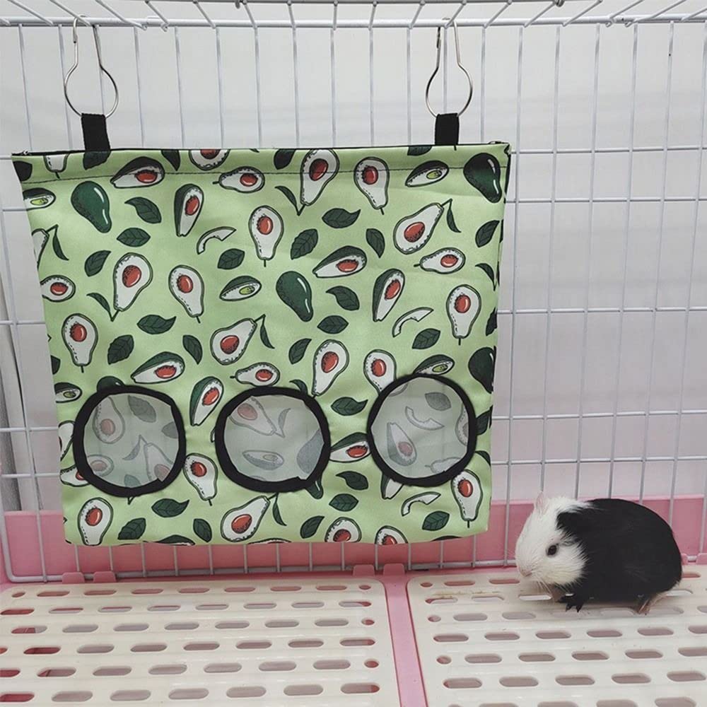 2 Pack Large Hay Feeder for Guinea Pigs, Bunny Hay Feeding Bag Small Animal Hanging Feeder Bags Rabbit Food Dispensers Bag Rack Cage Accessories