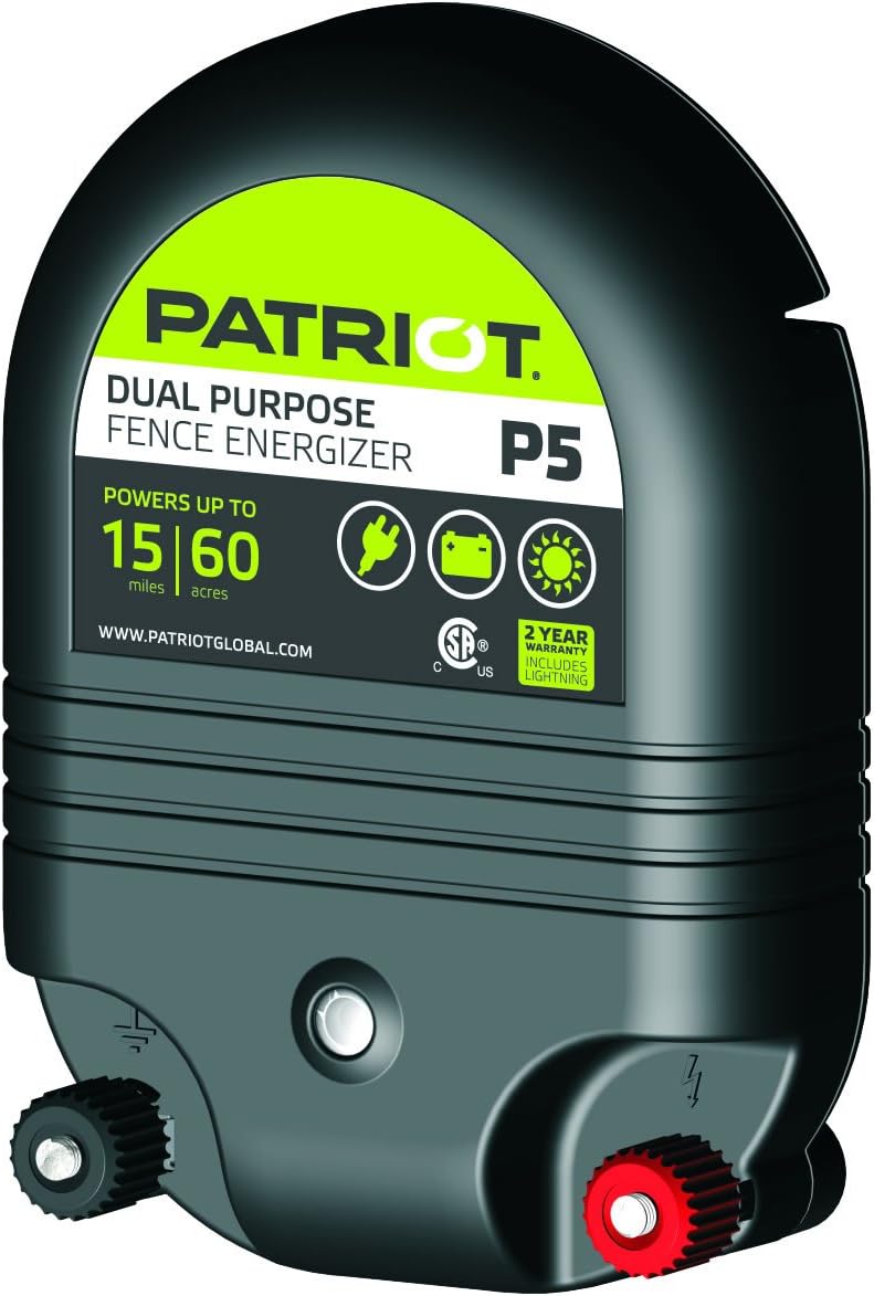 Patriot P5 Dual Purpose Electric Fence Energizer, 0.50 Joule