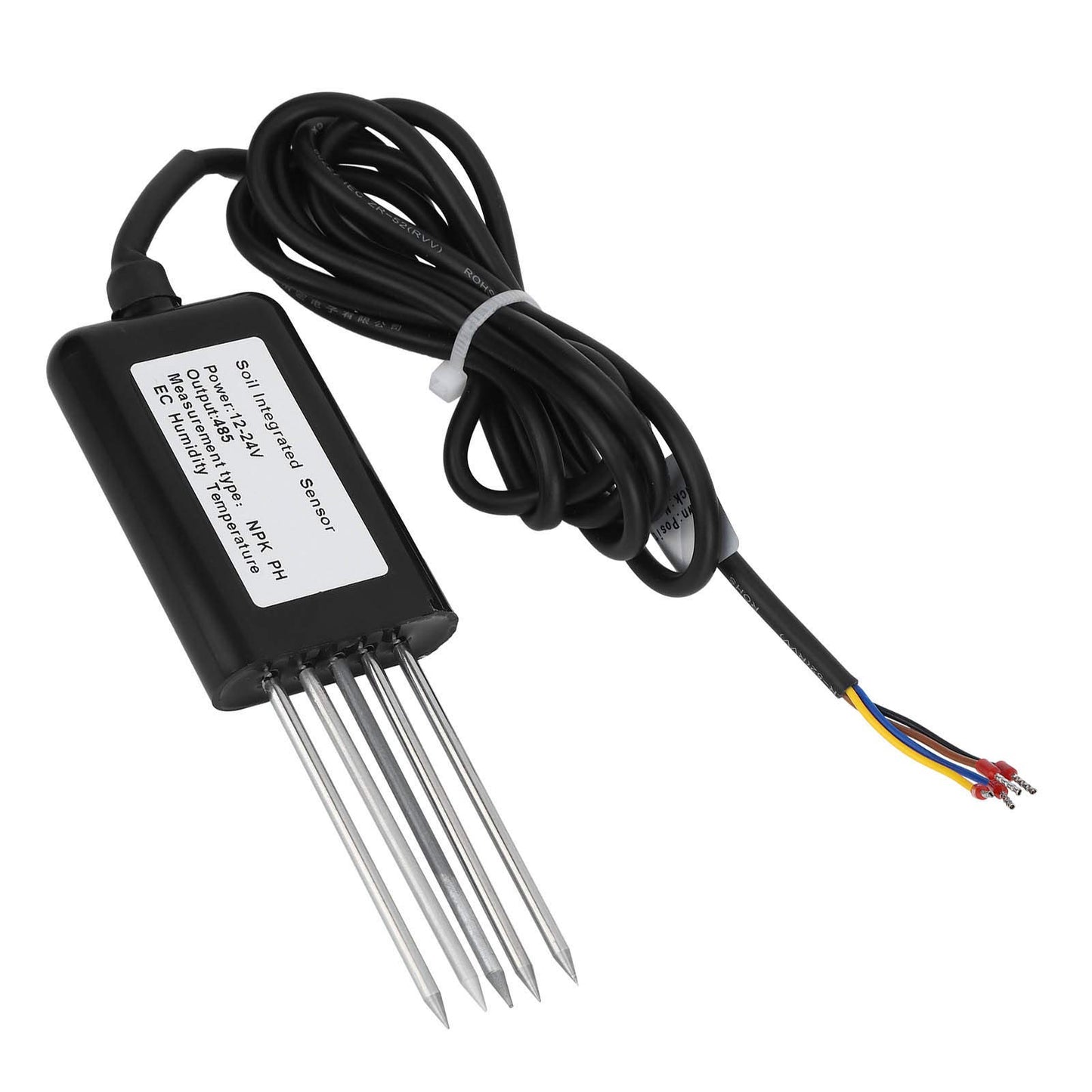 Soil Comprehensive Sensor Soil NPK Temperature and Humidity EC Sensor 5Pin Conductivity Detector Tester RS485 for Garden, Lawn, Plant Care, Farm and Indoor Outdoor Plants