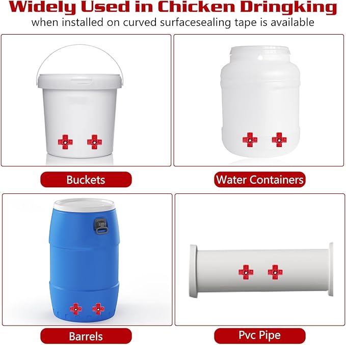 Chicken Waterer Nipples, 8 Pack Horizontal Side Mount Automatic Nipple Drinkers for Poultry Coop, Leakproof, Water-Saving, Easy Install with Drill Bit for Chickens, Ducks, Quails & Birds