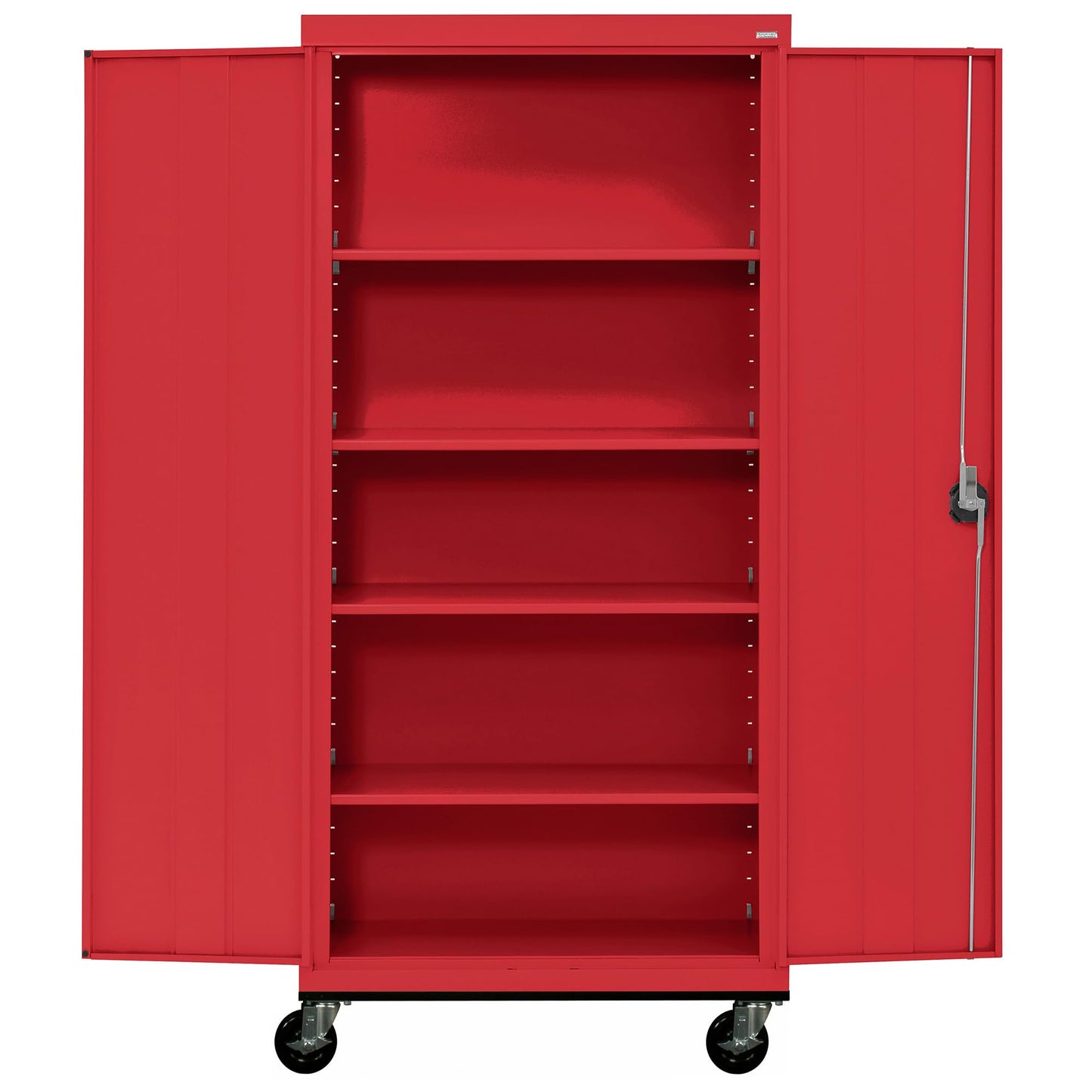 Sandusky Lee TA4R362472-01 Transport Series Mobile Storage Cabinet with Wheels, Adjustable Shelves, 230lb Capacity, 24" Depth x 36" Width x 78" Height, Red