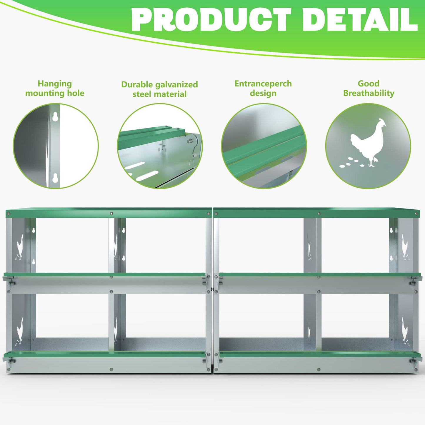 TOCRETOARE Chicken Nesting Boxes, 8 Hole Nesting Box for Laying Eggs, Heavy Duty Metal Nest Boxes for Chicken and Poultry to Collect Eggs, Chicken Laying Boxes Hens Chicken Coop Box