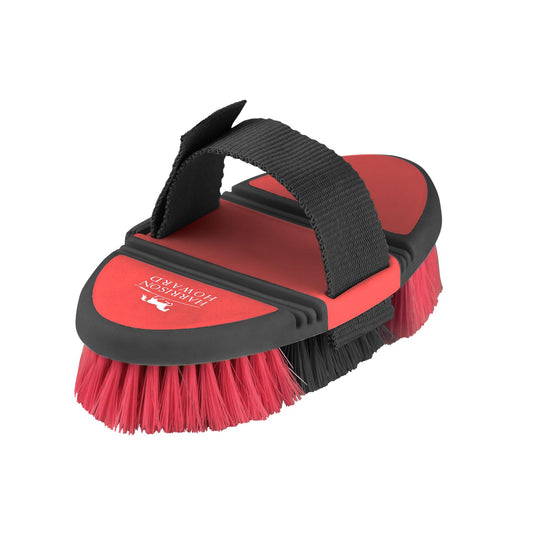 Harrison Howard Flexible Finish Horse Grooming Brush - Bendable and Convenient for Scrubbing, Comfortable Hold in Hand - Red