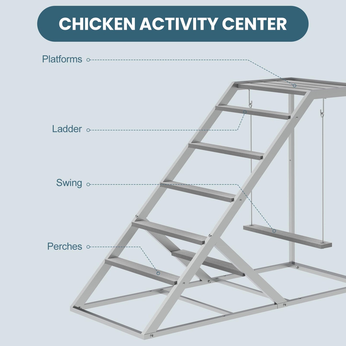 Chicken Coop, Chicken Perches with Swing, Chicken Roosting Bars, Chicken Activity Play Toys, Wooden Chicken Ladder for Pet's Healthy & Happy, Suitable for Backyard Farm