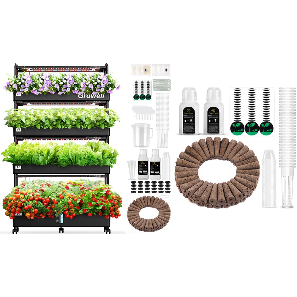 Growell 120 Pods Large Hydroponics Growing System Kit & 182pcs Seed Pod Kit