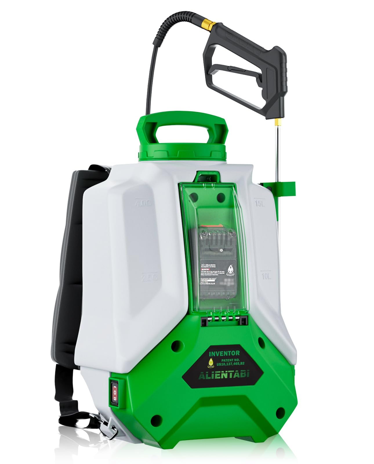 ALIENTABI Battery Powered Backpack Sprayer 4 Gallon Electric Sprayer Equipped with a Big Pump, 65/95 PSI Battery Waterproof Sprayer for Spraying, Cleaning