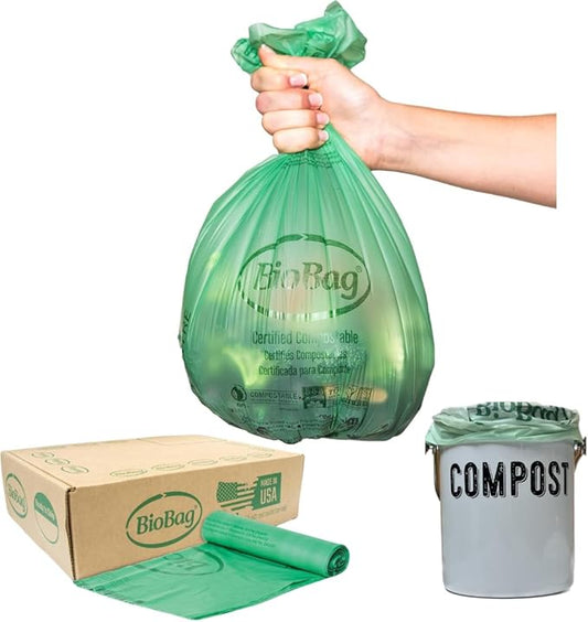 4 Gallon Compostable Trash Bags by BioBag, 75 Count, BPI Certified, Meets ASTM D6400 Standards, Made in USA, Small Kitchen & Bathroom Liners