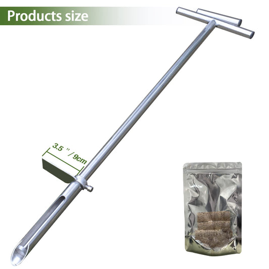 Soil Probe 40 Inch with 2 Bags, Soil Sample Probe with Ejector for Lawn House Plants, T-Handle Soil Sampler Probe Rod with Pedal, Stainless Steel Soil Test Kits Tool for Soil Sampling