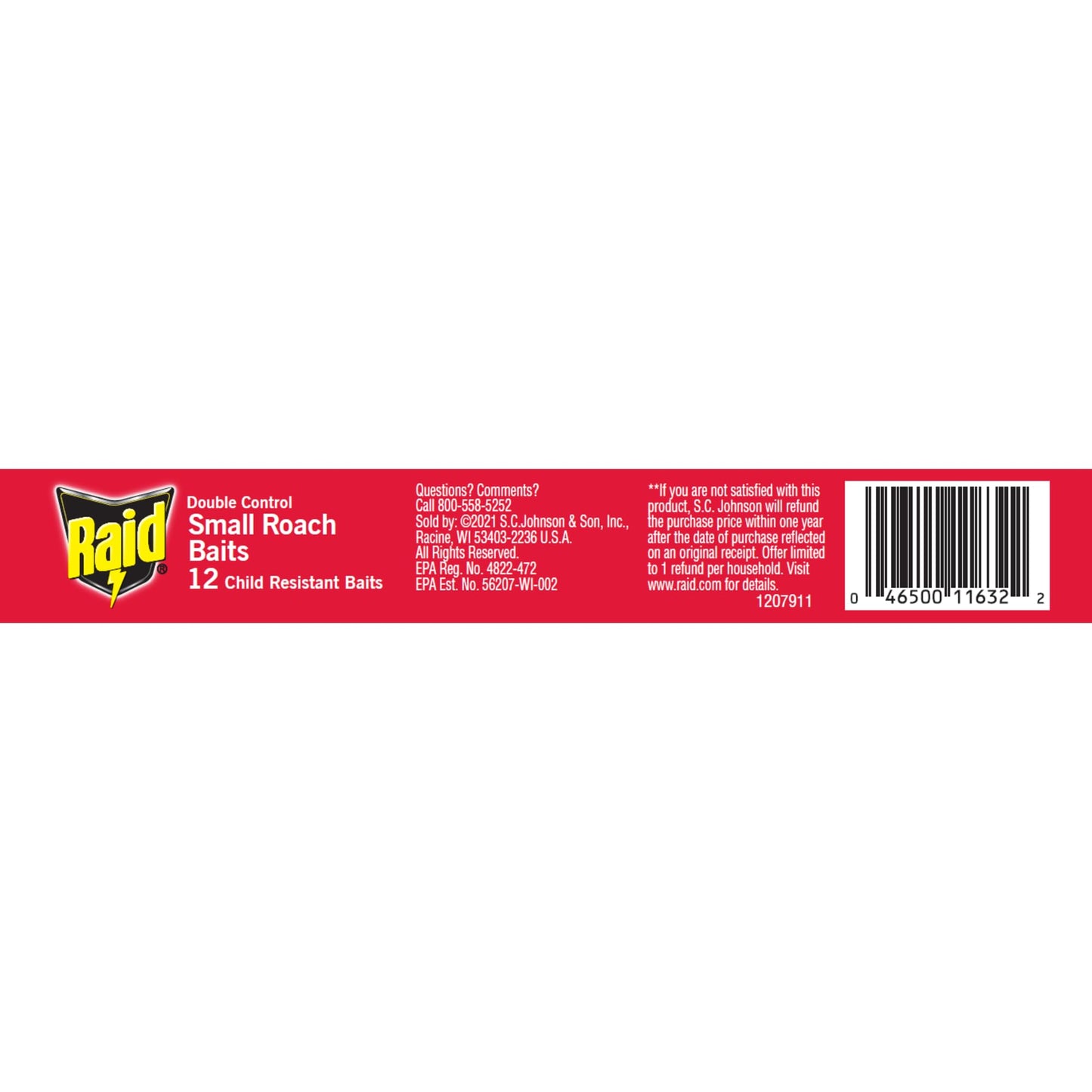 Raid Double Control Small Roach Baits, Child Resistant, For Indoor Use, Kills Roaches for 3 Months, 12 Count