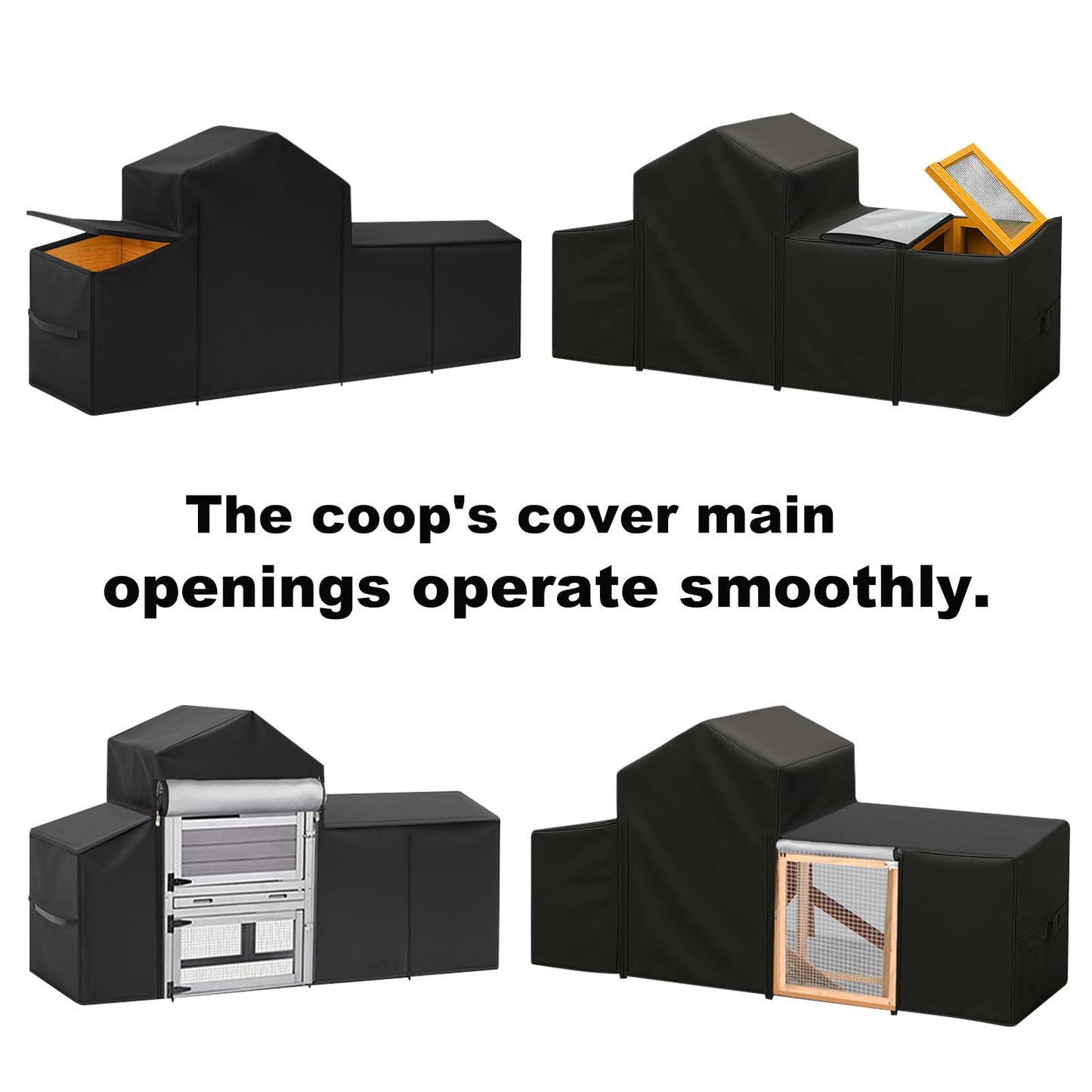 Chicken Coop Cover Waterproof for Outdoor 600D Oxford Small Chicken House Cage Cover with Zipper Doors (Fits 82" x 28" x 46") Suitable for Duck Coop and Rabbit Coop