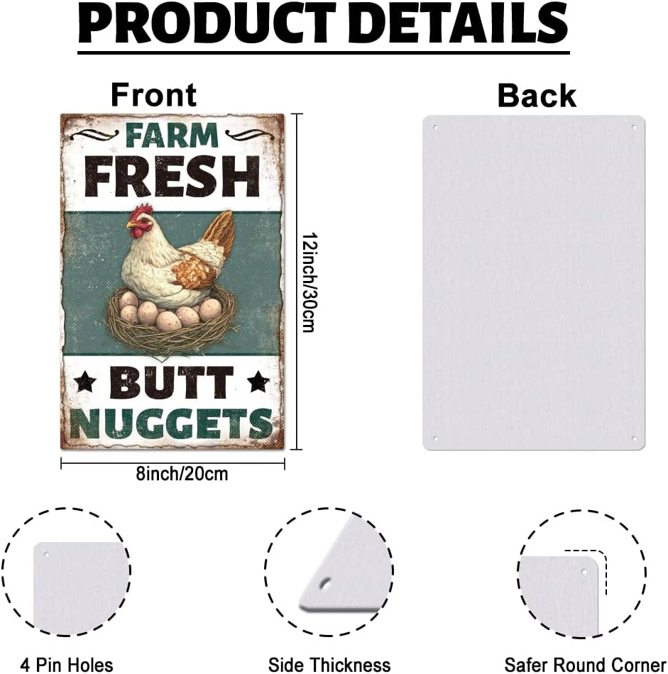 GLASSWINDS 9 Pcs Chicken Coop Signs, Funny Chicken Signs Chicken Decor Outdoor 8×12 Inch, Chicken Metal Tin Sign Chicken Coop Accessories for Farm Yard Garden Easter Chicken Lovers