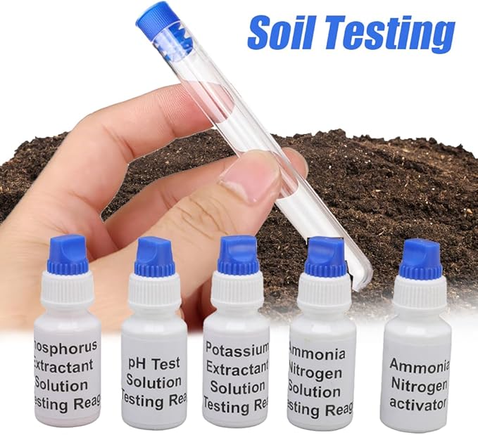 Soil Test Kit, pH Nitrogen Testing Kits Phosphorous Potash Tester with Sampling Tool Centrifuge Tube for Lawns Gardens Nutrients Agriculture Farm Vegetable Plants Care Compost Dirt Flower Grass