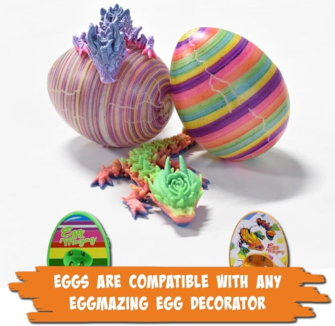 The Eggmazing Egg Decorator | Dragon Eggs 6 Pack | Includes 3D Printed Dragons Inside The Eggs | Ages 3 and Up