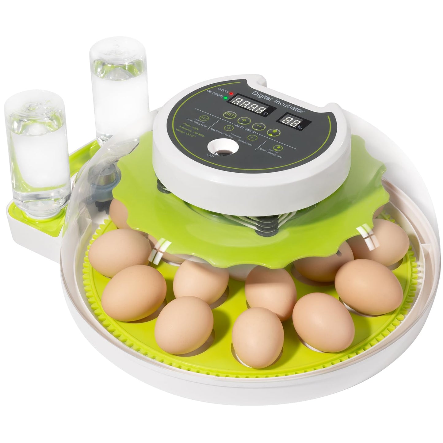 18 Egg Incubator with Automatic Turning & Humidity Control, ±0.1℃ Precision for Chicken/Duck/Goose/Quail/Parrot Eggs(Green)