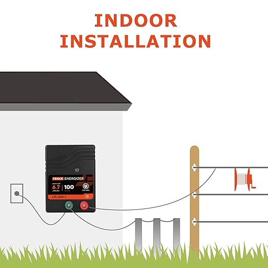 Electric Fence Charger AC Powered 100 Miles 300 Acres, 110 Volt 6.7 Joule Plug-in Electric Fence Energizer, Output Voltage Max 10.2 kV for Livestock, Preventing Predators from Intruding