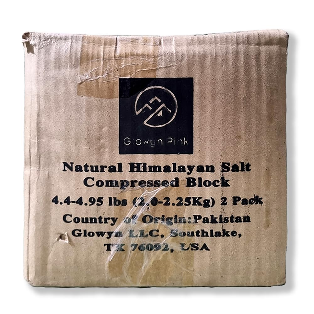 Glowyn Pink Himalayan Compressed Salt for Equine and Livestock Pack of 2 (4.4-4.9 lbs) Each Block Organic Salt Block with Natural Minerals