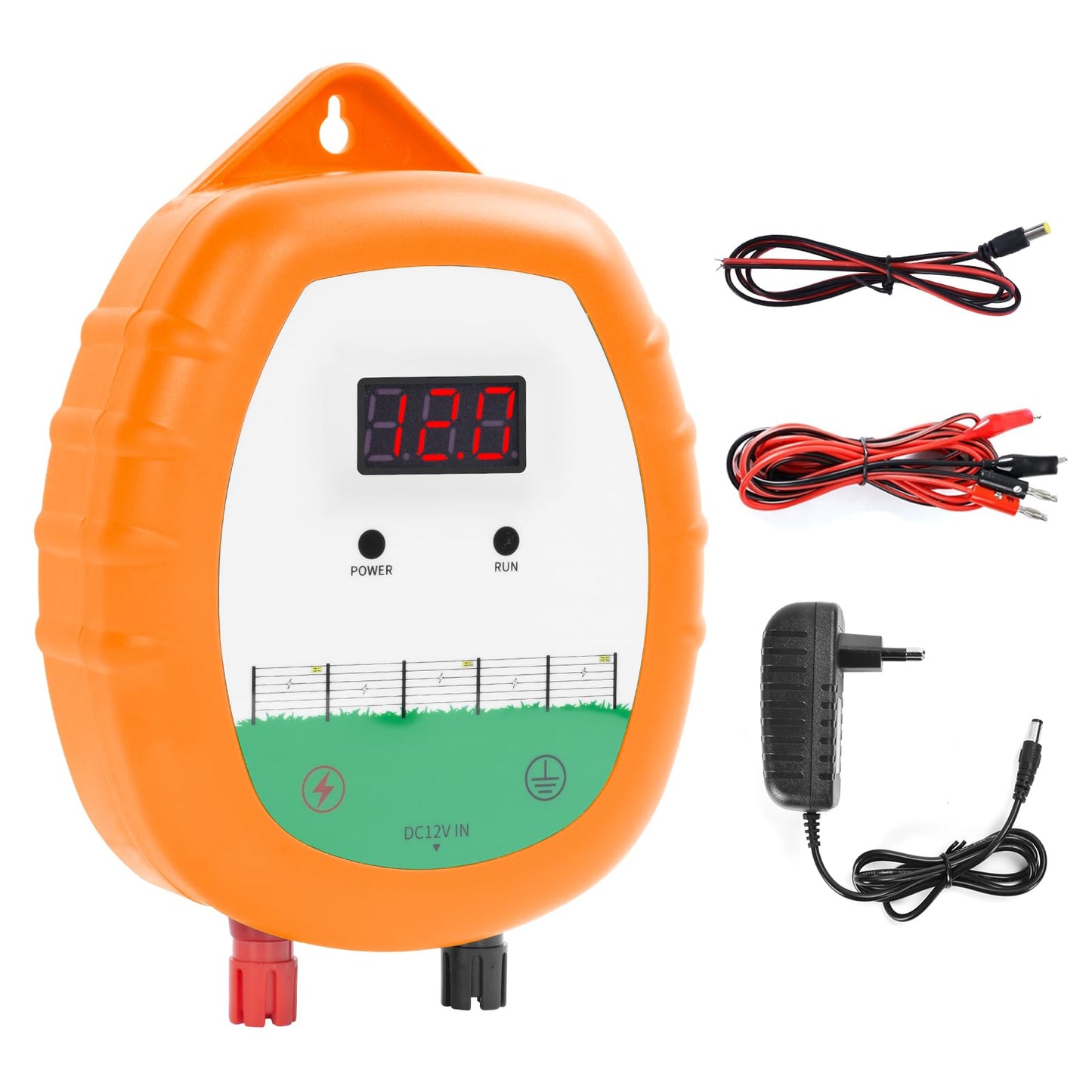 DDayuanwei Electric Fence Charger, Multi-Powered Supply Electric Fence, 12 KV 2 Joules High-Power Output with LED Display, Repels Large Wildlife for Livestock Pet Poultry Gardens Orchards Protection