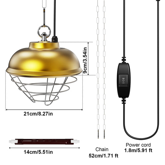 Nexum 300W Heat Lamp for Chickens, Chicken Coop Heating Lamp Brooder with Adjustable Temp & Height, Comes with a Spare Light Tube, Suitable for Livestock Supplies Warmer
