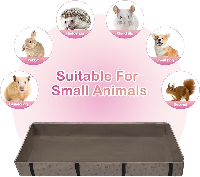 Waterproof Guinea Pig Cage Liner,Washable Tarp Bottom Base,Cage Liners for Small Animals,Hamster Chinchilla Hedgehog Ferret Rabbit. (Tan Brown-Paw, 12" X 24")