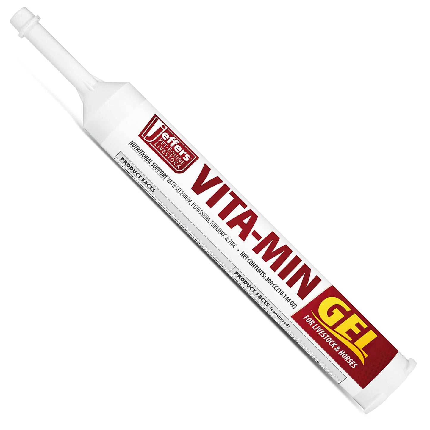 Jeffers Vita-Min Gel for Livestock & Horses – Multivitamin & Mineral Supplement with Selenium, Zinc, Potassium & Turmeric – Easy Oral Gel for Cattle, Goats, Sheep & Pig – 300 cc Tube