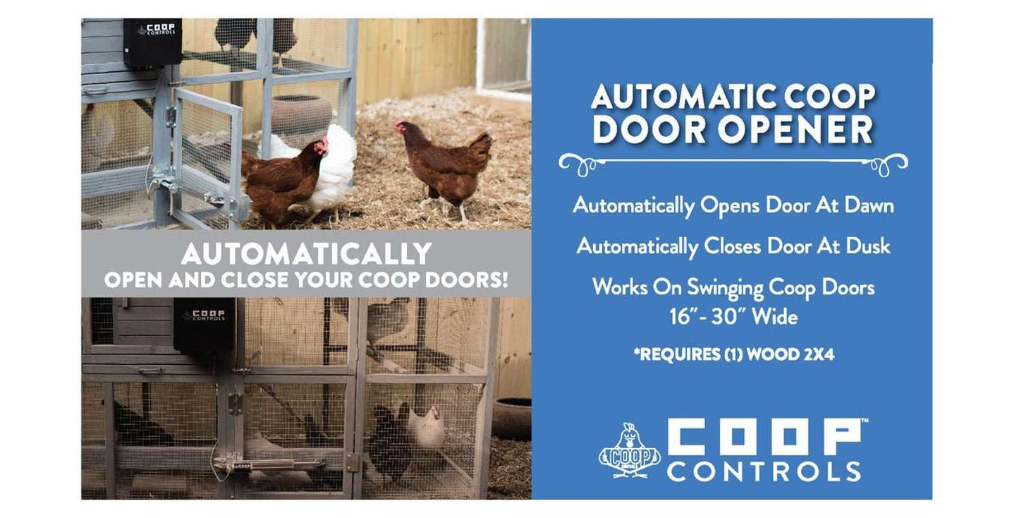 Coop Controls Automatic Chicken Coop Door Opener, Solar Capable (CKSP-Standard Kit, No Battery)