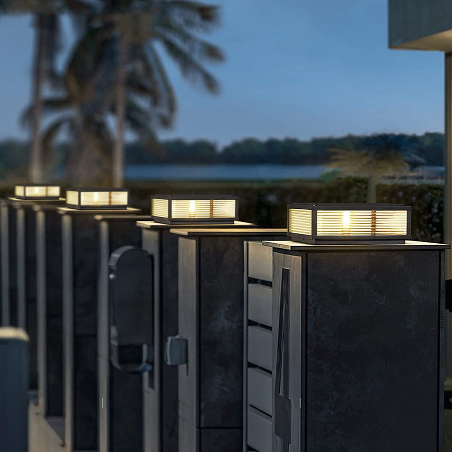 JHOTEC Large Outdoor Post Light 24X24 in, Dusk Till Dawn Solar Column Light,No Wiring Required Electricity Cost Column Lamp,Garden Light,IP54 Waterproof, Base E26 Dual-Purpose,LED Post lamp