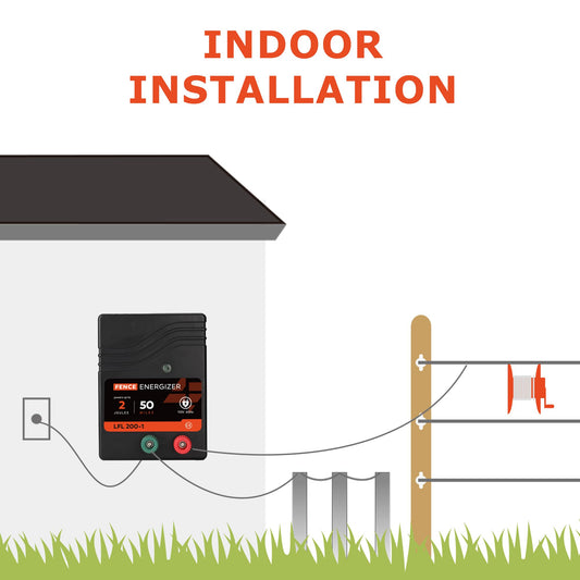 Electric Fence Charger AC Powered 50 Miles 165 Acres, 110 Volt 2 Joule Plug-in Electric Fence Energizer, Output Voltage Max 10 kV for Livestock, Preventing Predators from Intruding
