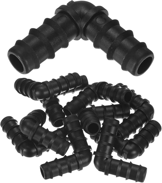 10-Pack Drip Irrigation Barbed Fittings, for 3/8 Inch Elbows Tubing Connector Plastic Coupling Irrigation Parts for Garden/Greenhouse/Aquarium/Flower Pot, Drip Pipe Accessories