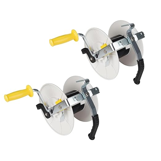Electric Fence Reel 3:1 Geared Electric Fencing Standard Reels with Crank Geared Polywire Reel Stabilizer 2 Pack
