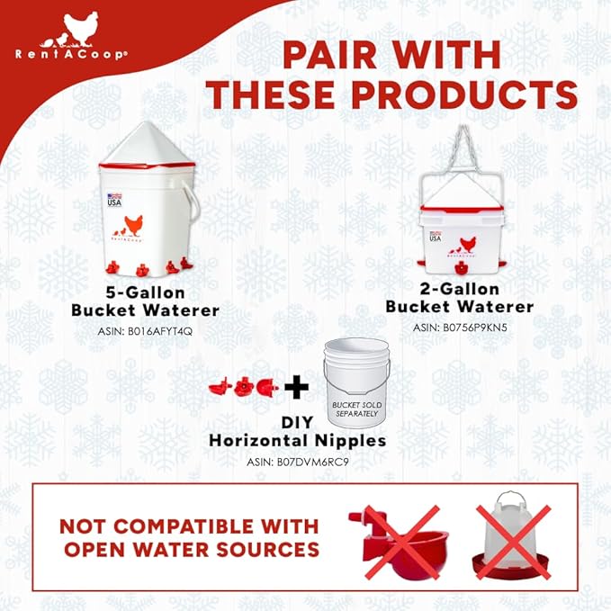 RentACoop Thermo Bucket Belt Heated Strap for 2-5Gal Bucket Chicken Waterers with 6ft Power Cord