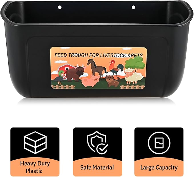 3 Pack Hanging Chicken Feeder Waterer, Duck Feeder for Outside with Clips, Water Trough for Duck Goose Goat Pig Deer, Durable Poultry Feeding Water Container, Small