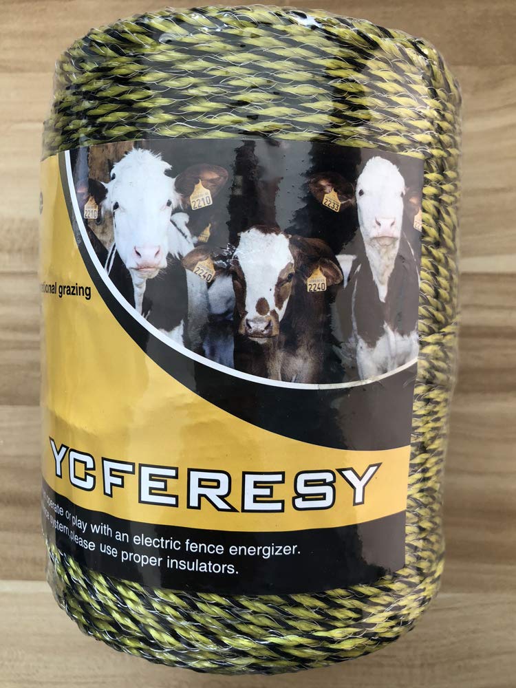 YCFERESY Electric Fence Polywire 1312 Feet，400 Meter，6 Stainless Steel Strands for Reliable Conductivity and Rust Resistance，Portable Electric Fence Rope