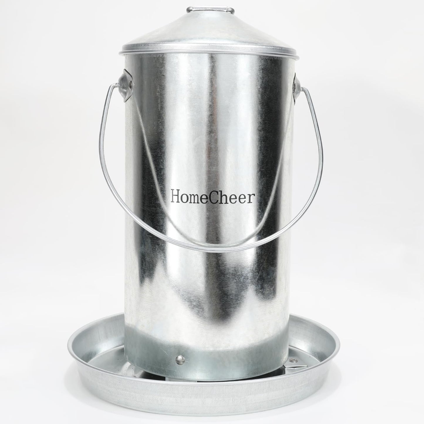 HomeCheer Galvanized Chicken Feeder with Lid - 9 Pounds Capacity - Durable and Rust-Resistant Poultry Feeder for Chickens, Ducks, and Other Poultry HC122 (9 lb)