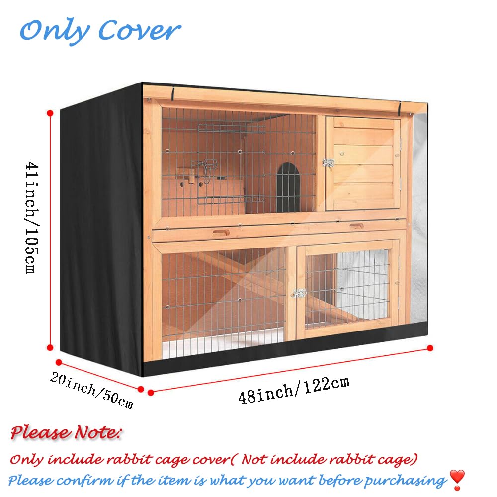 FLR 48" L x 20" D x 41" H Rabbit Hutch Cover 4 FT Double Decker Hutch Dust Cover Waterproof Windproof Rabbit Cage Covers