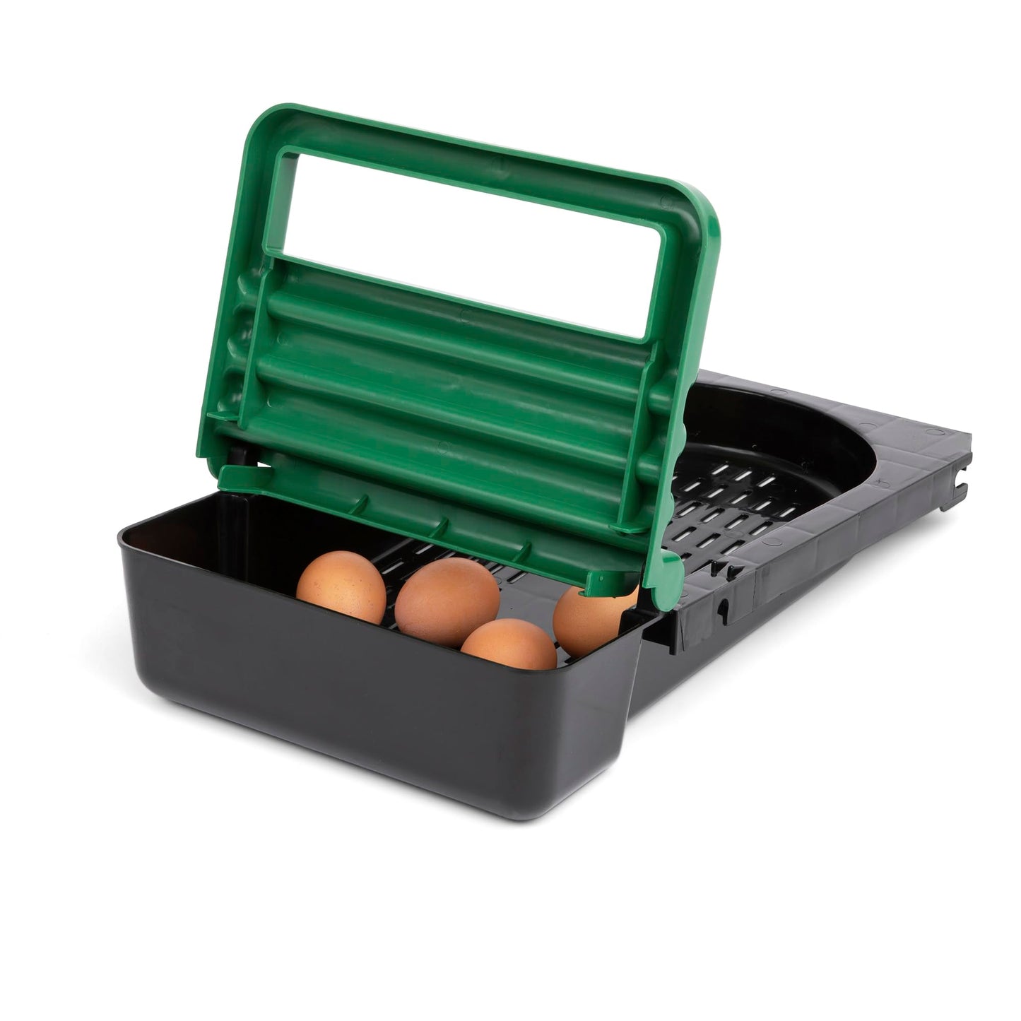 Homestead Essentials Classic Style 3 Compartment, Forward Rollout & Rollaway, Hen & Chicken Nesting Box with Integrated Perch and Protective Egg Laying Collection Lids