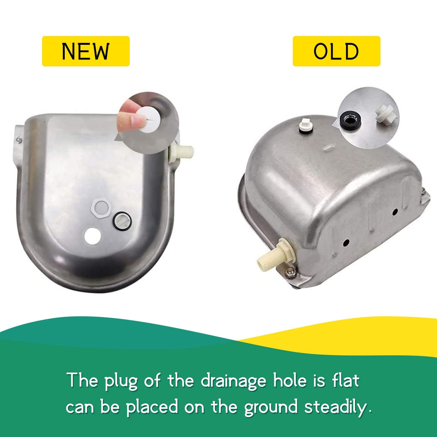 Automatic Horse Drinking Waterer Bowl,Upgrade Stainless Steel Farm Livestock Water Dispenser with Drain Hole and Float Valve for Horse,Dog, Chicken,Goat,Pig (A)